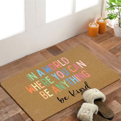 Boho Classroom Coir Door Mats Outdoor, in a World Where You Can Be Anything Be - Image 2