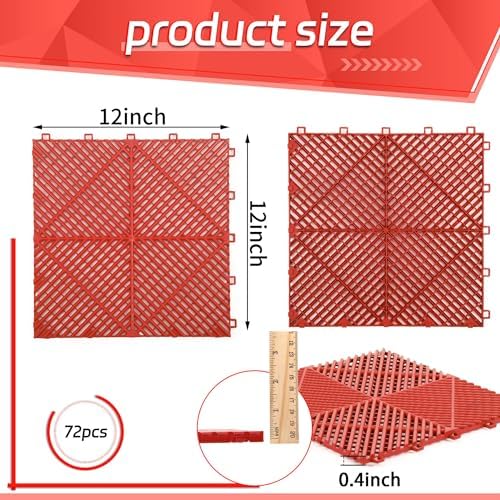 Barydat 72 Pcs 12x12 Garage Floor Tiles Interlocking Drainage - Image 2