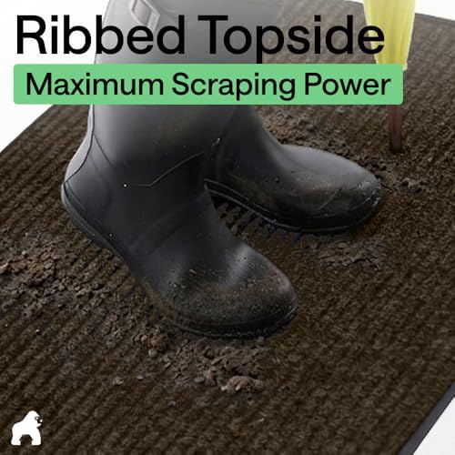 GORILLA GRIP Traffic Guard Indoor Outdoor Heavy Duty Door Mat, 60x36 Brown - Image 4