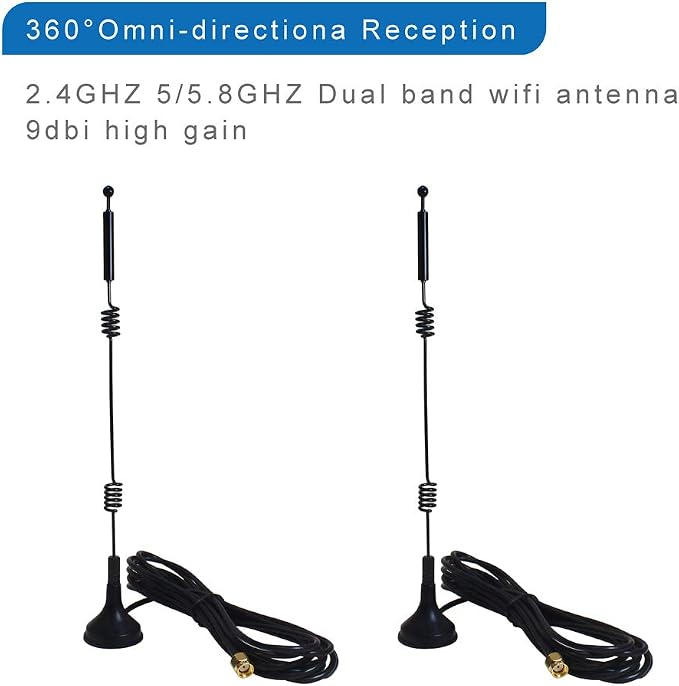 Dual Band Long Range WiFi Antenna, Eifagur 9dbi 2.4GHZ 5GHZ 5.8GHZ RP-SMA - Image 6