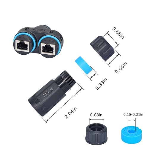 ZUZONG IP68 Waterproof RJ45 Coupler Splitter, Waterproof Ethernet Coupler 1 in - Image 3