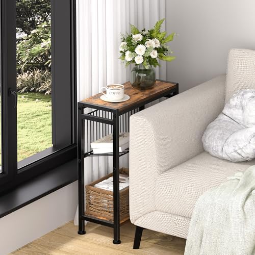 Small Side Table for Small Space, 3-Tier Narrow End Table - Image 2