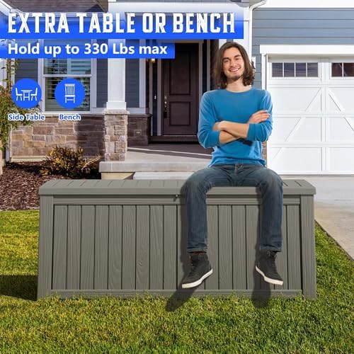 Outdoor Storage Box, Resin Deck Box Indoor and Outdoor, Waterproof Lockable Lid - Image 4