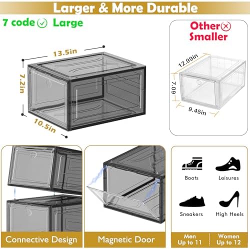 12 Pack Shoe Organizer, Stackable Shoe Storage Boxes - Image 4