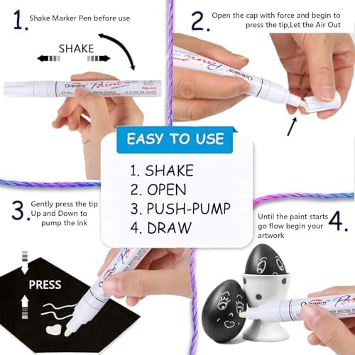 Gold Paint Pens marking pens Permanent Markers - 6 Pack Oil Based Waterproof Markers for Tire, Rubber,Wood, Rocks, Metal, Canvas,Plastic, Dark Surface,Craft office Supplies,Medium Point