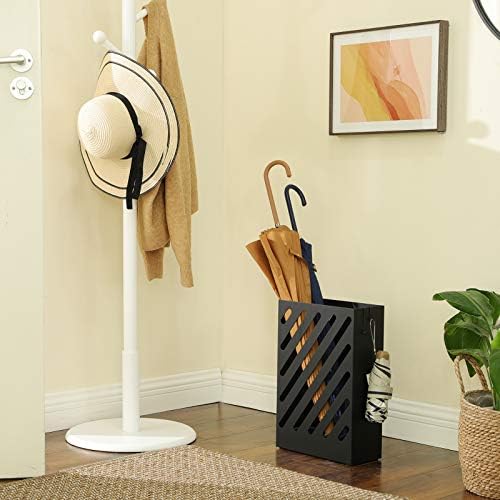 SONGMICS Metal Umbrella Stand, Rectangular, Removable Drip Tray, 4 Hooks - Image 3