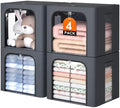 Metal Frame Clothes Storage Bins, Light Grey, 4 Pack by EpicTotes