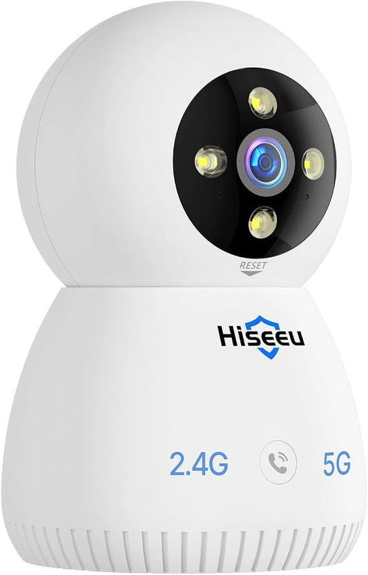 Hiseeu Indoor Security Camera, 2.4G/5G 5MP Pet Camera Baby Monitor, PTZ 360° by Hiseeu