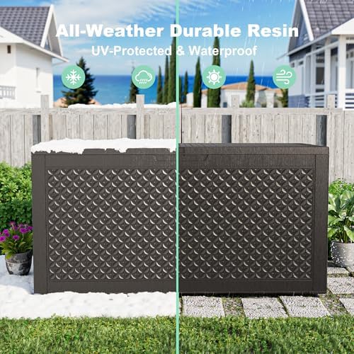 PatioZen 121 Gallon Resin Deck Box, Lockable Outdoor Storage Box - Image 5