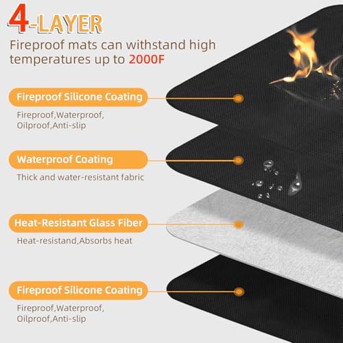 Under Grill Mat for Outdoor Grilling, 80 x 48 inches Double-Sided Fireproof - Image 3