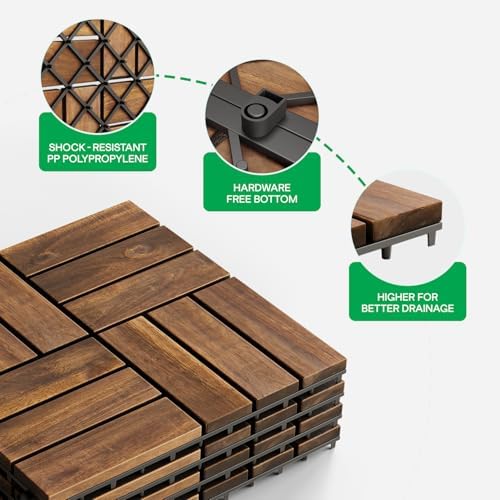 IDZO Interlocking Acacia Deck Tiles 9.6 SQFT - Image 3