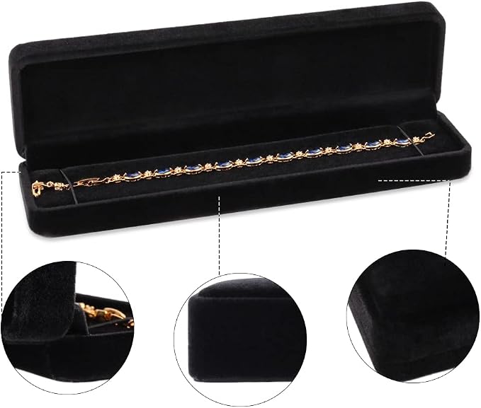 iSuperb Set of 2 Velvet Necklace Box Long Bracelet Box Display Chain Jewelry - Image 3