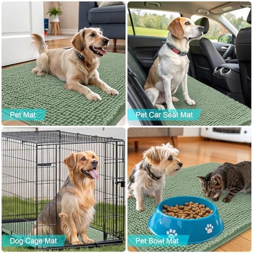 OLANLY Dog Door Mat for Muddy Paws 70x32, Super Absorbent Chenille Mud Mat - Image 7