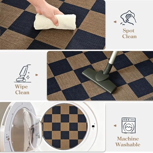 3x5 Outdoor Rug, Jute Checkered Rugs, Indoor Rug - Image 6