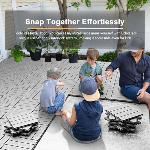 EchoDeck Interlocking Deck Tiles, 9 Pack Patio Tiles Outdoor Interlocking All - Image 2