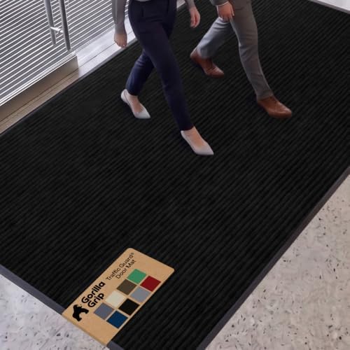 GORILLA GRIP Traffic Guard Indoor Outdoor Heavy Duty Door Mat, 96x48 Black by GorillaGrip