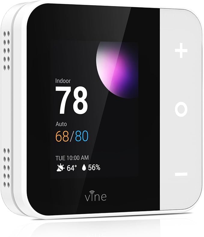 Vine Thermostat for Home with Touchscreen Color Display, WiFi Smart Thermostat by VINESmartHome