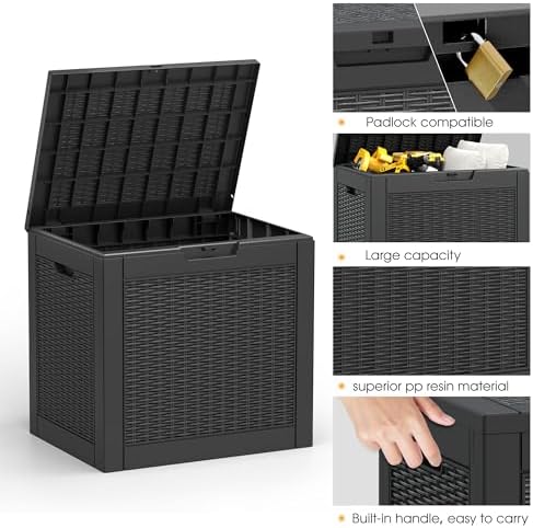 KAMABOKO Outdoor Storage Box, 30 Gallon Deck Box Outdoor Waterproof Small - Image 2