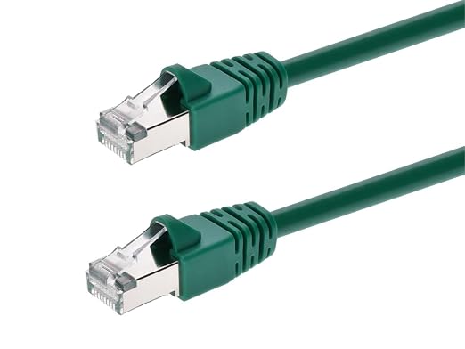 Monoprice Cat6A 10ft Green Patch Cable Double Shielded 26AWG 10G Pure Bare by Monoprice
