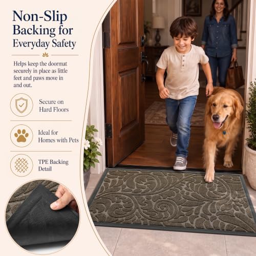 Yimobra Extra Large Front Door Mat, Floral Outdoor Mat - Image 4