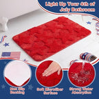 Capoda 1 Pcs Patriotic Bath Mat 20 x 30 Inch Red Patriotic Star Bathroom Rug - Image 3