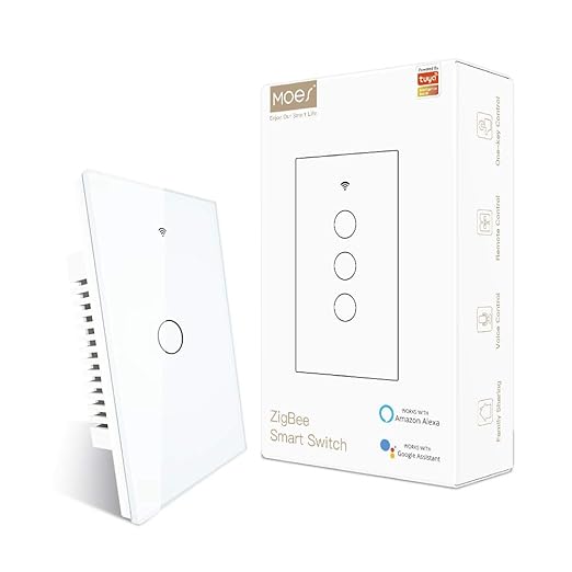 MOES ZigBee Smart Touch Wall Light Switch, Requires Tuya ZigBee Hub, No Neutral by MOES
