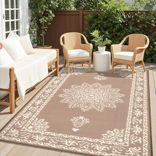 Yamaziot 5x8Ft Outdoor Rug Waterproof Plastic Straw Patio Rug by Yamaziot