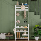 GiftGo Modern White Large 5-Tier Hall Tree Entryway Wooden Shoes Rack Shelf - Image 4