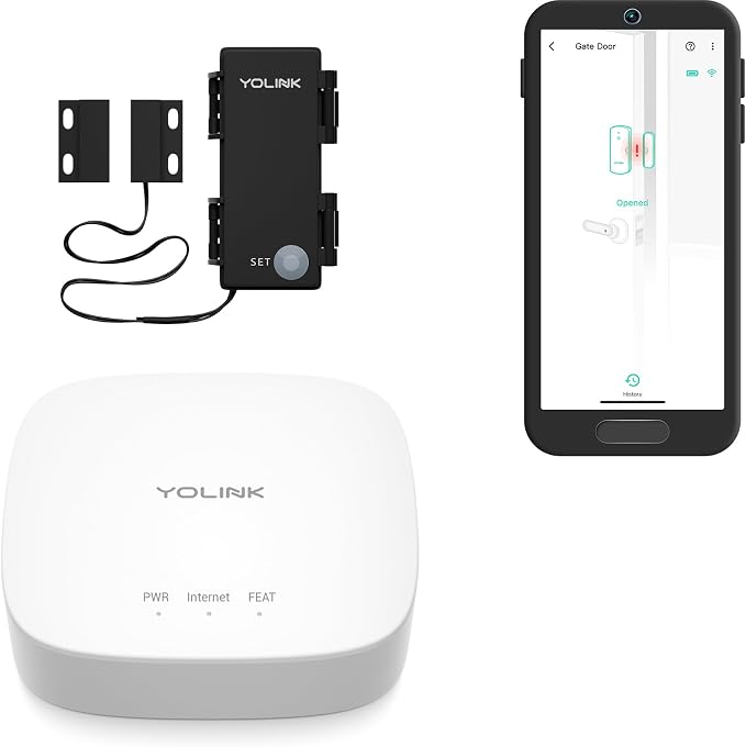 YoLink LoRa Smart Outdoor Contact Sensor & Hub Starter Kit, Gate & Shed Door by YoLink