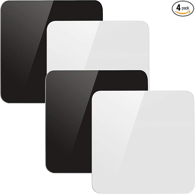 KINJOEK 4 Pack 12 x 12 Inch Acrylic White Black Product Photography Backdrops by KINJOEK