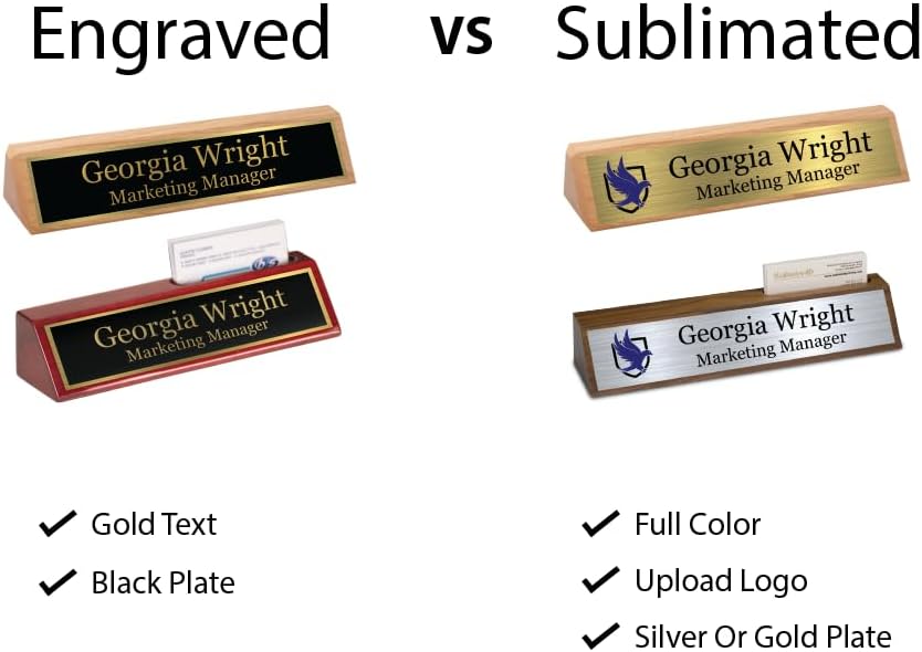 Custom Desk Wedge Name Plate - Personalized Titles and Styles (2x10 Inch, Red Piano Finish w/Name Plate)