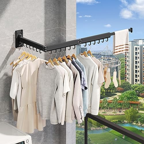 Wall Mounted Tri-Fold Clothes Drying Rack, Heavy Duty Collapsible Laundry - Image 5