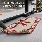 3x5 Ft Christmas Ribbon Bow Reversible Plastic Straw Outdoor Rug - Image 6