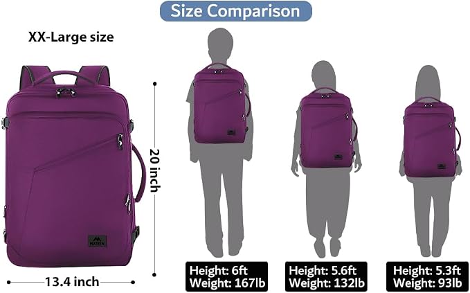 MATEIN Large Purple Travel Backpack, Water Resistant Airplane Backpack - Image 3
