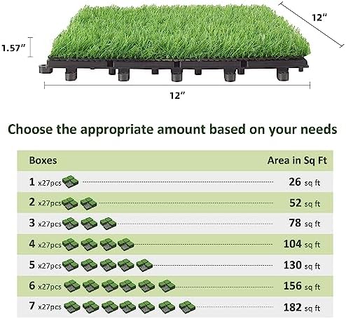 PrimeZone 216 Packs Interlocking Artificial Grass Tiles - Image 2