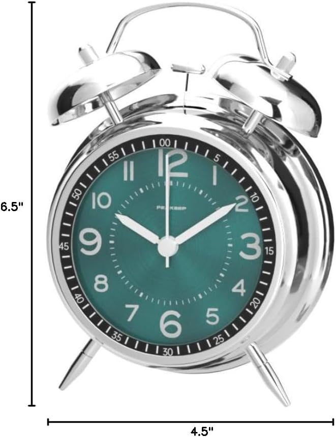 Peakeep Loud Alarm Clock for Heavy Sleepers Adults, Metal 4.5" Twin Bell - Image 7