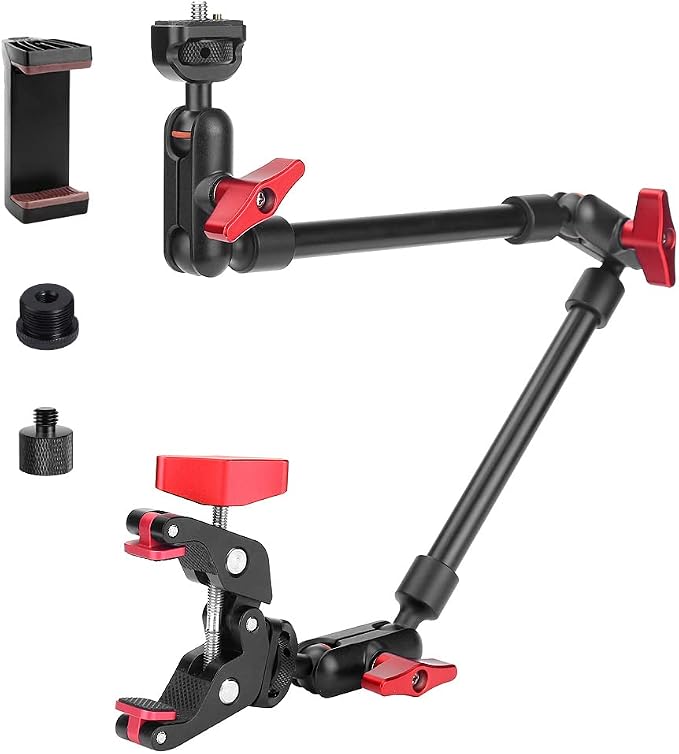 22" Magic Arm w Clamp Mount, Overhead Desk Phone Mount Stand, Adjustable by JEBUTU