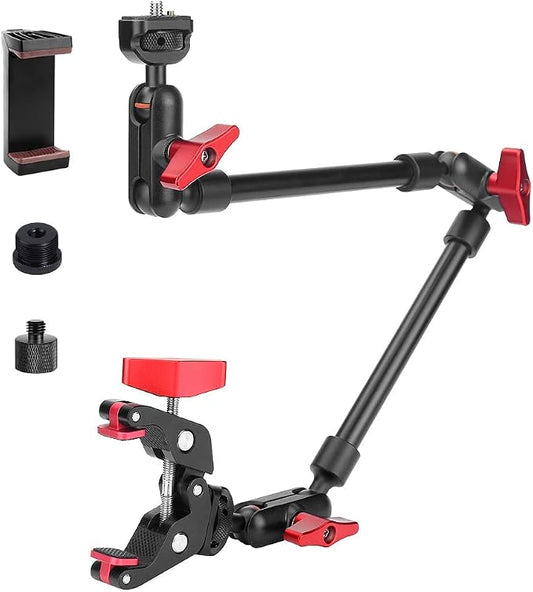 22" Magic Arm w Clamp Mount, Overhead Desk Phone Mount Stand, Adjustable by JEBUTU