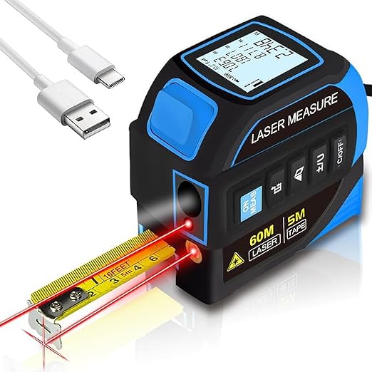 tape measure 4-in-1 laser Digital Measuring Tape & 60m/197ft Laser Distance by TSTQH