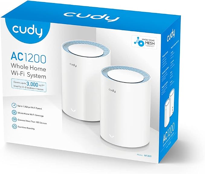 Cudy M1200 2-Pack AC1200 Whole Home Mesh WiFi System, AC1200 Dual Band WiFi - Image 9