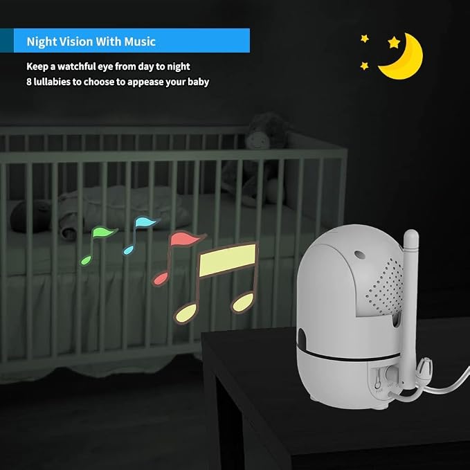 HelloBaby No WiFi Baby Monitor 5" Screen 30-Hour Battery Pan-Tilt-Zoom Video - Image 4