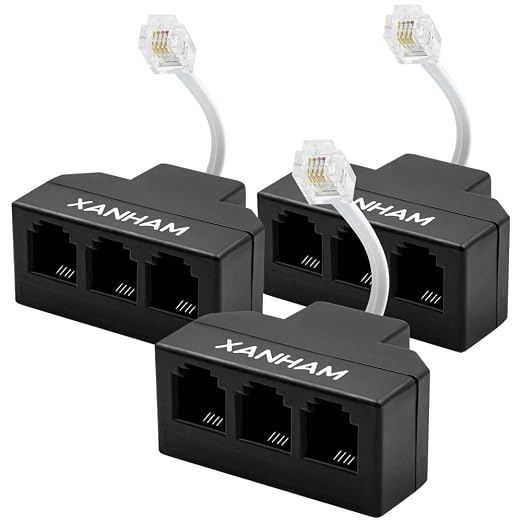 RJ11 Cable 3 Way Splitter 6P4C Connector Phone Line Cord Adapter by XANHAM