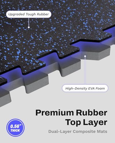 AIRHOP 0.56in Thick 24 Sq Ft Exercise Equipment Mats, 6 Tiles Upgraded Rubber - Image 2