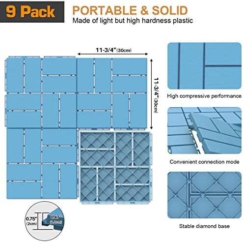Goovilla Plastic Interlocking Deck Tiles, 9 Pack 12"x12" - Image 3