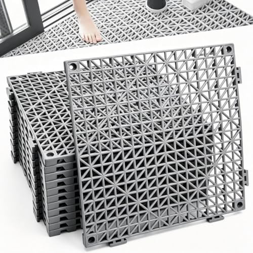 12 Pcs Drainage Mat Modular Interlocking Cushion 11.8" x 11.8" Garage Floor by JOHAHTANG