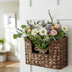 Set of 2 Magazine Holder Wall Basket Water Hyacinth Woven Mail Organizer - Image 5
