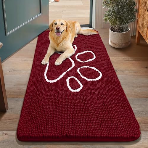 Smiry Dog Door Mat for Muddy Paws, Absorbent Non Slip Dirt Trapper by Smiry