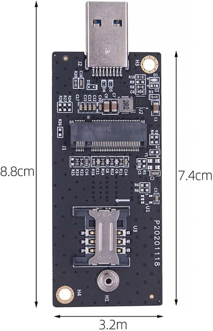 M.2 Key-B WWAN to USB 3.0 Adapter Riser Card w SIM Slot - Image 2