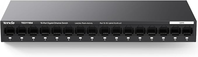 Tenda TEG1116M 16 Port Gigabit Switch, Unmanaged Ethernet Switch by Tenda