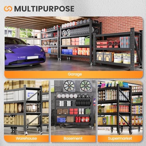 55.1” Wide Heavy Duty Metal Garage Shelving, Steel Shelf - Image 5
